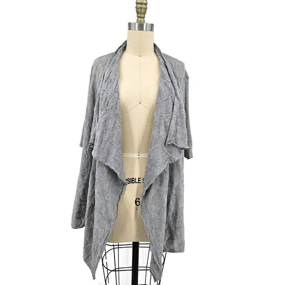 New Eileen Fisher Moon Drape Front Cardi Womens XL Grey SS Sweater Merino - Picture 1 of 7